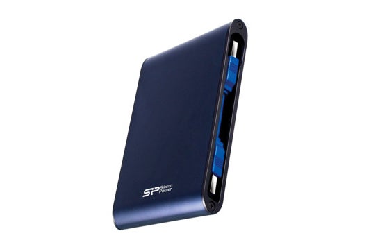 Blue Silicon Power hard drive.